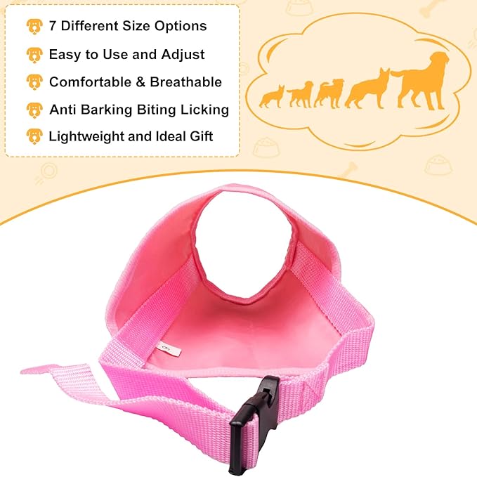 Coppthinktu Dog Muzzle Suit - 7PCS Adjustable Muzzles for Small, Medium & Large Dogs - Soft, Comfortable Mouth Cover for Long Snout
