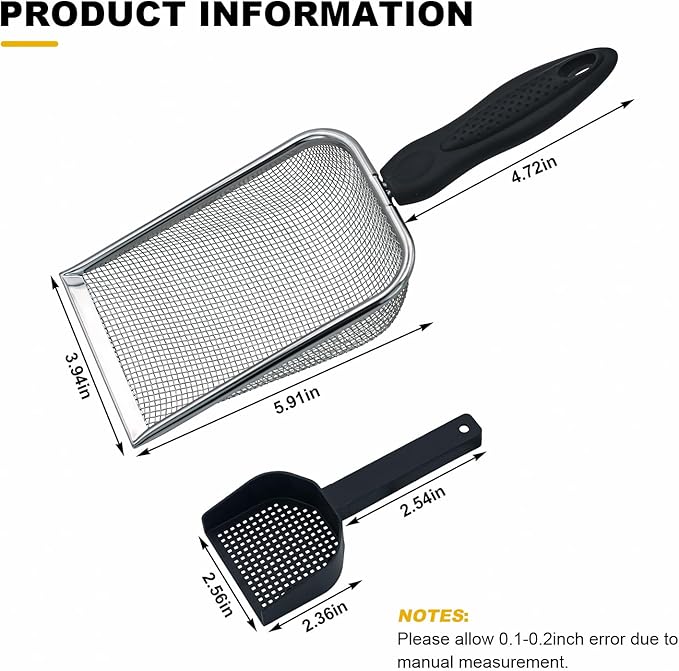 Hamster Metal Litter Scoop for Sandbath Box 3PCS Litter Box Mesh Scooper Accessories for Guinea Pig, Gerbil, Rebbits, Small Animals