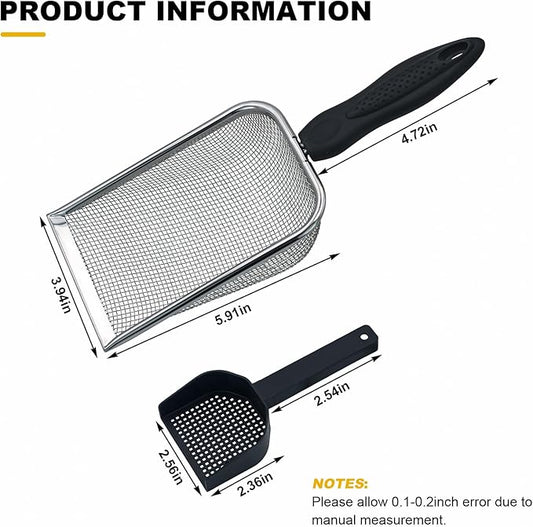 Hamster Metal Litter Scoop for Sandbath Box 3PCS Litter Box Mesh Scooper Accessories for Guinea Pig, Gerbil, Rebbits, Small Animals