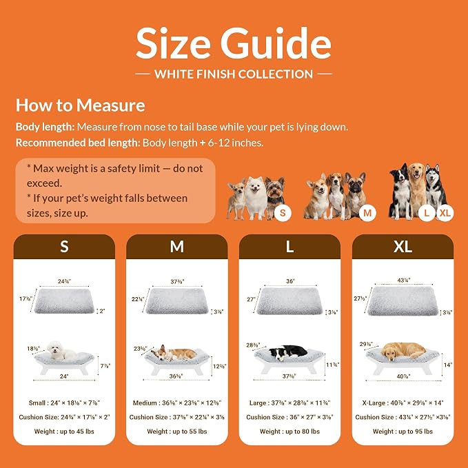 Muihood Wood Elevated Dog Bed Frame and Egg Crate Foam Mattress, Luxurious Suitable for Pets Up to 55 lbs, White, M