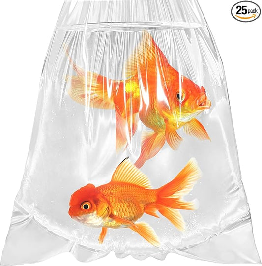Fish Shipping Bags for Live Fish, 15x30” Round Bottom Double Seal Clear Leak-Proof Live Fishes Transport Bags Koi Transport Bag, Betta Shipping Fishery Bag (Ultimate 3 mil, 25 Pack)