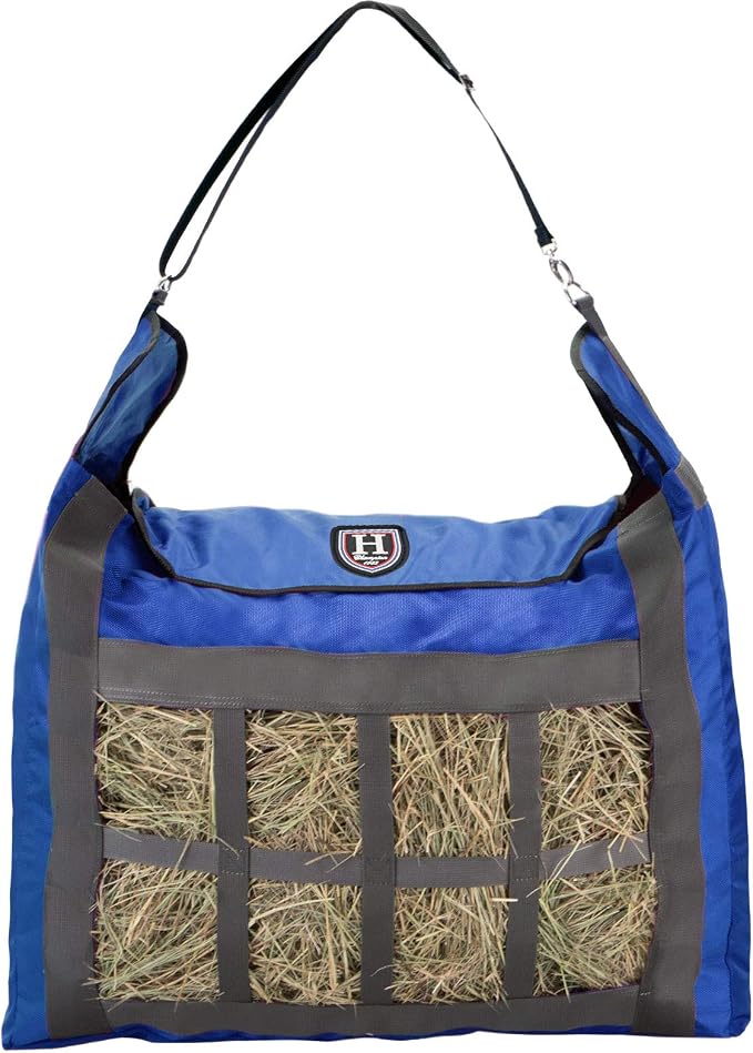 Harrison Howard Premium Durable Slow Feed Horse Hay Bags Oxford Cloth Heavy Duty Large Capacity Horse Feeding Bag-Champion Blue