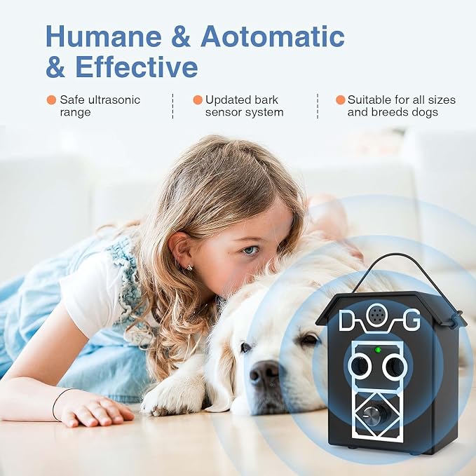 Anti Barking Device, 3 Adjustable Frequency Ultrasonic Dog Barking Deterrent Devices Pet Gentle Anti Barking Device Sonic Bark Control Device Stop Dog Barking Device Indoor Outdoor for Dogs Anti Bark