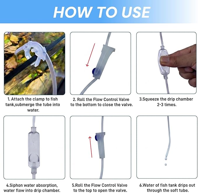 Drip Acclimation Kit for Saltwater and Freshwater Aquariums,Fish Tanks,Adjustable Slow Drip System for Shrimp,Marine Fish,Coral,Plants