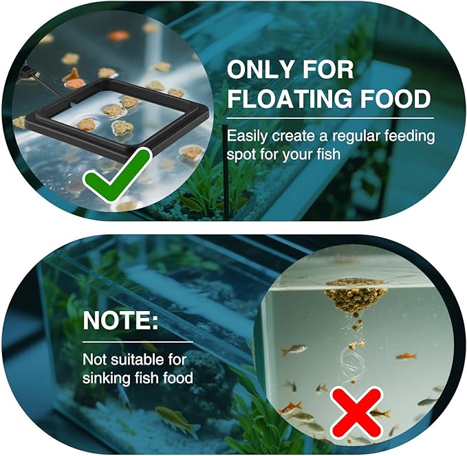 4 Pcs Fish Feeding Ring for Aquarium – Round and Square Floating Food Feeder with Suction Cup, Fish Tank Feeding Ring for Guppy, Goldfish
