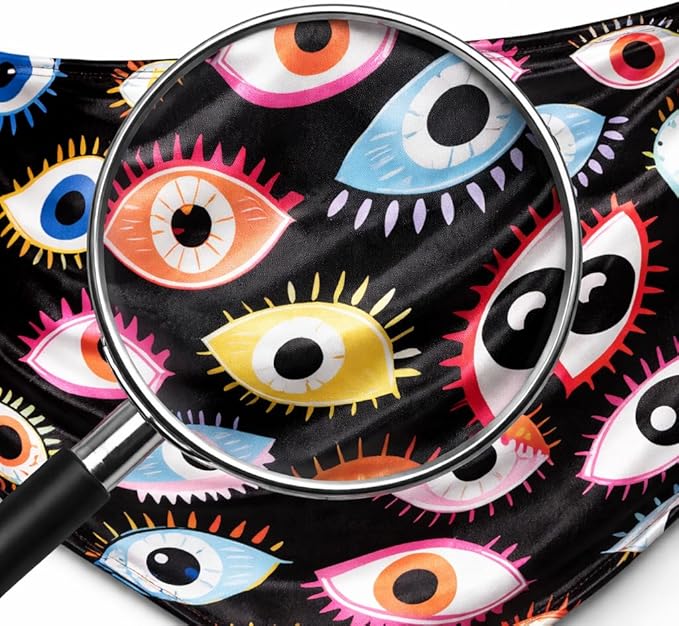 Luxury Satin Dog Bandana – Slip-On Collar Style, Premium Pet Scarf for Medium, Large & XL Dogs – Special Occasion Accessory (Collar Not Included) (Medium - Extra Large, Evil Eye Luxe - Satin)