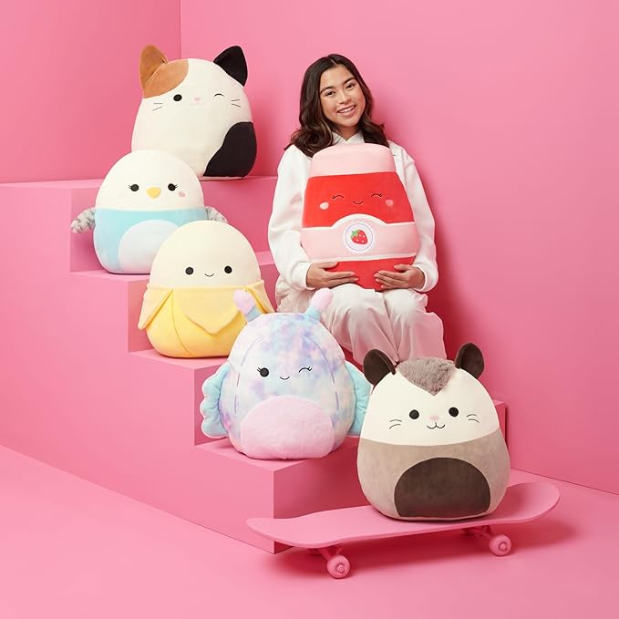 Squishmallows Original 8in Nell The Pink and Purple Calico Cat – Official Jazwares Plush (Little)
