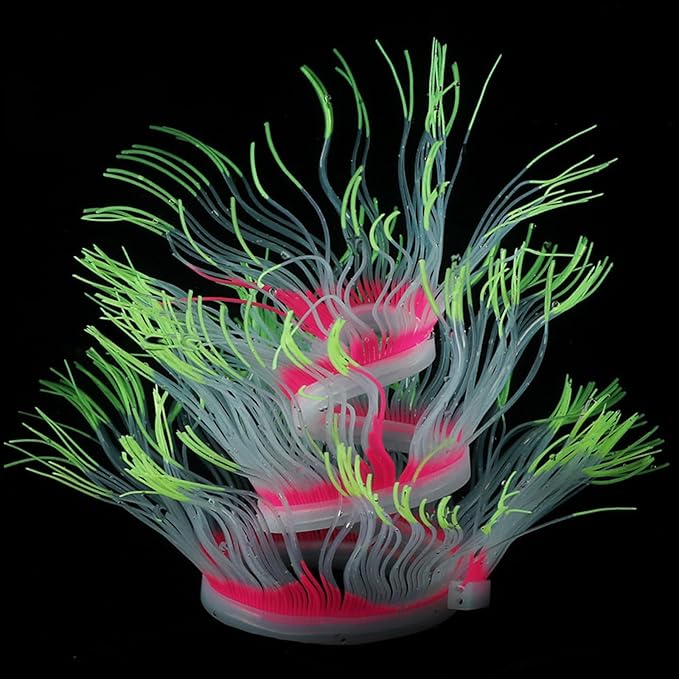 WishLotus Fish Tank Coral Ornaments, Artificial Soft Silicone Aquarium Coral Decorations Colorful Lifelike Glowing Fish Tank Decorations Accessories for Aquarium Landscaping (Yellow)