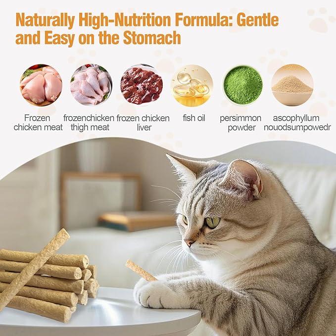 Freeze Dried Chicken Flavor Cat Trests Natural Cat Dental Chew Sticks for Teeth Cleaning, High Protein Grain Free Cat Training Food Healthy Snacks for Kittens & Adult Cats