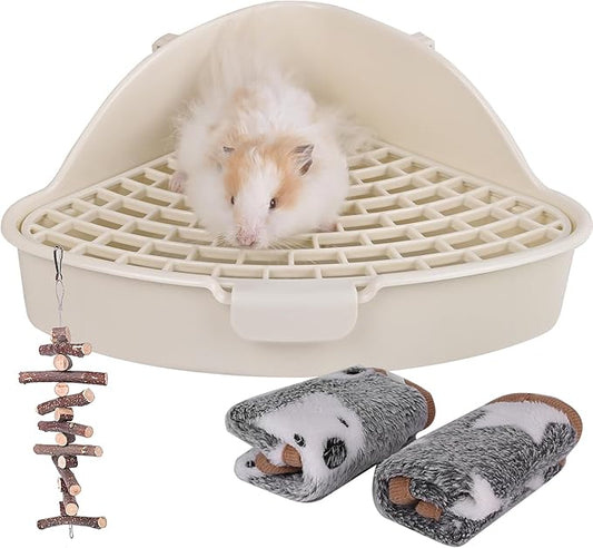 RUBYHOME Triangle Potty Trainer Corner Litter Bedding Box Pet Pan for Baby Rabbit, Chinchillas, Small Guinea Pigs, Ferret, Galesaur