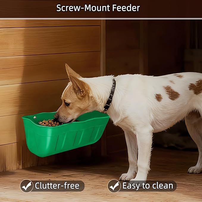 Chicken Feeder Waterer,Hanging Goat Feeders,Feed Trough 3.5 Quart 2 Pack,Hanging Fence Feed Trough for Poultry Livestock,Green