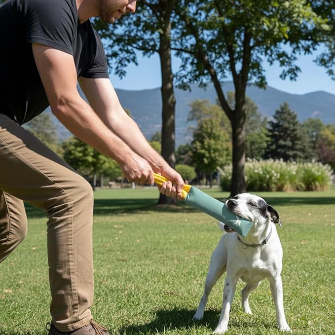 OllyDog Tugger | Durable Dog Tug Toy | Recycled | Tough Dog Bite Pillow | Handle | Interactive Pull Toy | Fetch & Training (Surf)