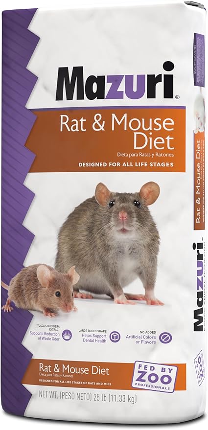 Mazuri Rodent | Nutritionally Complete Rat and Mouse Food | Ammonia-Reduction Formula - 25 Pound (25 lb.) Bag