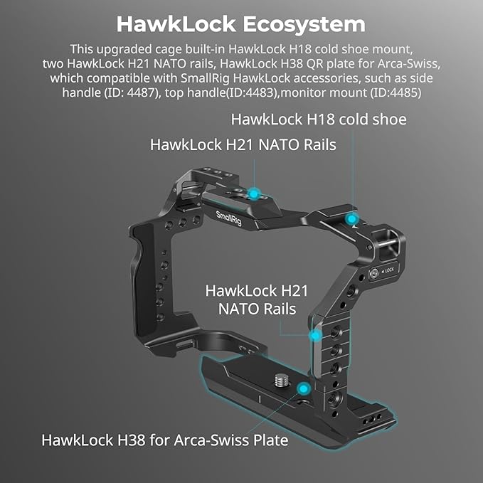 SmallRig R6 Mark II Camera Cage for Canon, Formfitting Video Making Camera Rig for Canon R6 Mark II, Built-in Dual NATO Rails, Quick Release Plate for Arca, Horizontal and Vertical Shooting