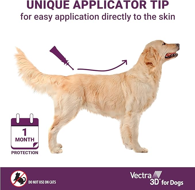 Vectra 3D Flea and Tick Prevention for Dogs, Kills and Repels Fleas, Ticks & Mosquitoes | Fast‑Acting, Waterproof, No Prescription Needed | Small Dogs 11-20 lbs, 6‑Month Supply