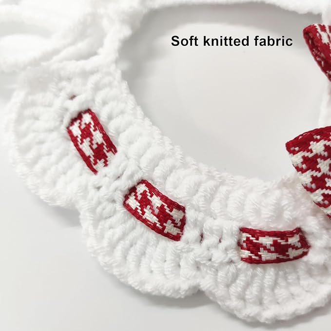 Elegant Lace Cat Collar with Cute Bow,Kitty Collars with Bow Tie,Pet Lace Bib Collar with Cute Bow,Cat Princess Costumes,Red,1 Piece