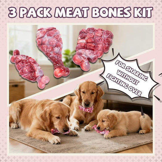 YINEYA Indestructible Dog Toys for Aggressive Chewers 3 Pack, Tough Dog Chew Toys for Aggressive Chewers Medium and Large Breeds, Durable Dog Toy to Keep Them Busy, Beef Flavored