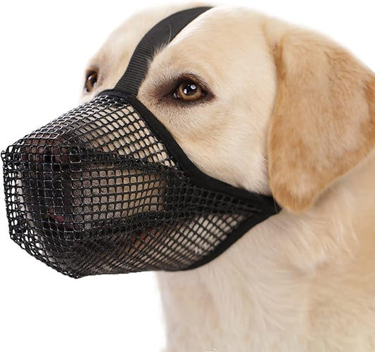 Crazy Felix Dog Muzzle, Soft Mesh Muzzle for Small Medium Large Dogs Labrador German Shepherd, Breathable Adjustable Mouth Guard for Biting Chewing Scavenging, Allows Panting and Drinking(Black, M)