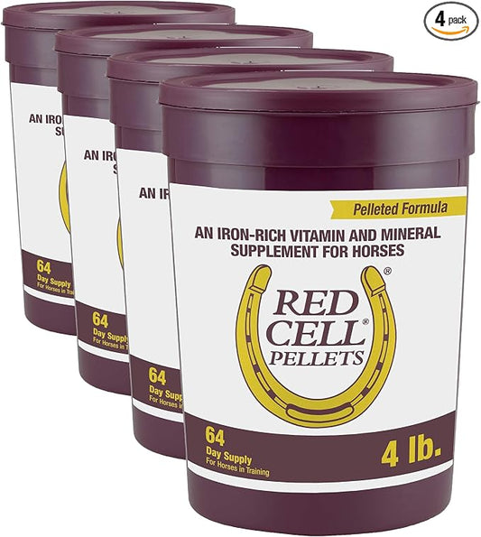 Farnam Horse Health Red Cell Pellets, Vitamin-Iron-Mineral Supplement for Horses, Helps Fill Important Nutritional Gaps in Horse's Diet, 4 lbs., 64-Day Supply (Pack of 4)