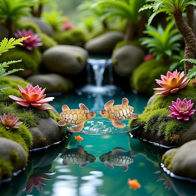 2Pcs Miniature Sea Turtle Figurines for Fairy Garden, Fish Tank, Succulent Planter Decoration, Fish Tank Decoration
