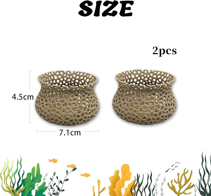 Aquarium Submerged Plant Pot, Underwater Plant Anchor, Fish Tank Aquatic Plante, Aquarium Landscaping Decoration, Decorative Accessories - 2-Piece Set (Wooden)