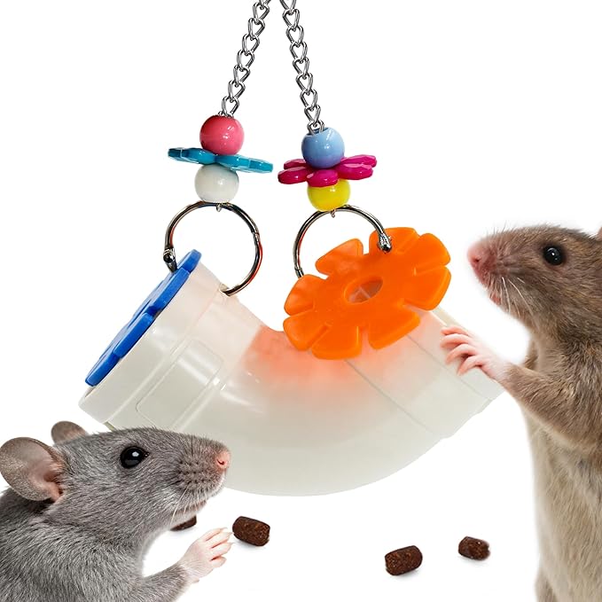 Rat Enrichment Toys, Wide Opening Rat Foraging Toy for Various Treats, Slow Feeder Hanging Fancy Mice Cage Accessories Puzzle Toy More Healthy, Easy-Clean Rodent Toys for Rat, Mice
