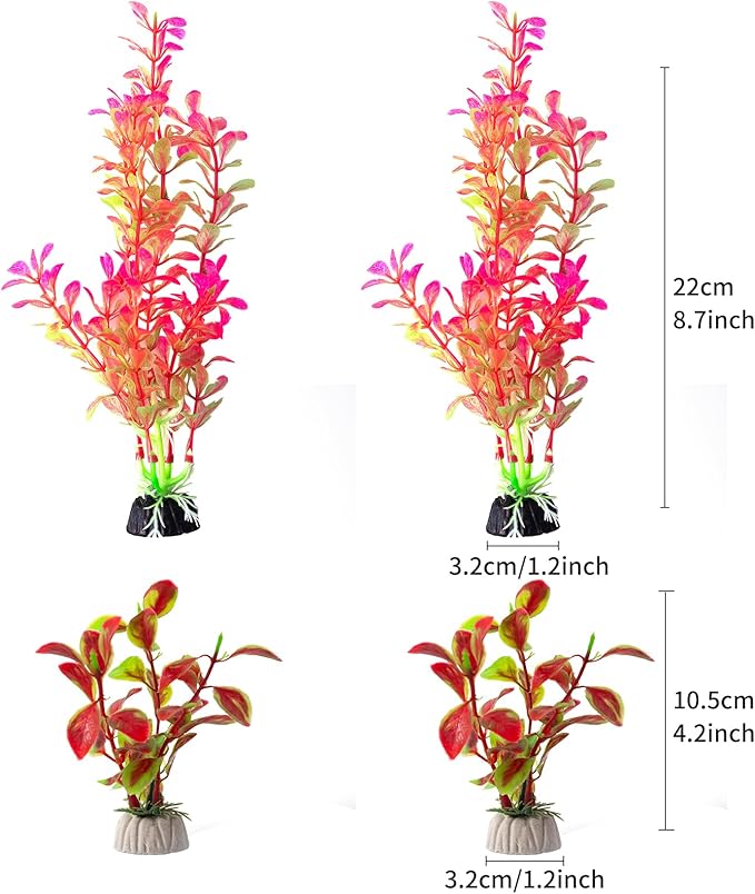 COMSUN 10 Pack Artificial Aquarium Plants, Small Size 4 inch Approximate Height Fish Tank Decorations Home Décor Plastic Blue