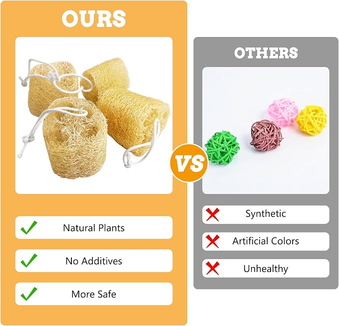 12 Pcs Rabbit Chew Toys Natural Bunny Loofah Chew Toy Chinchilla Teeth Grinding Toys Guinea Pig Fibre-Rich Treats Enrichment Bunny Accessories for Rabbits Hamster (M)