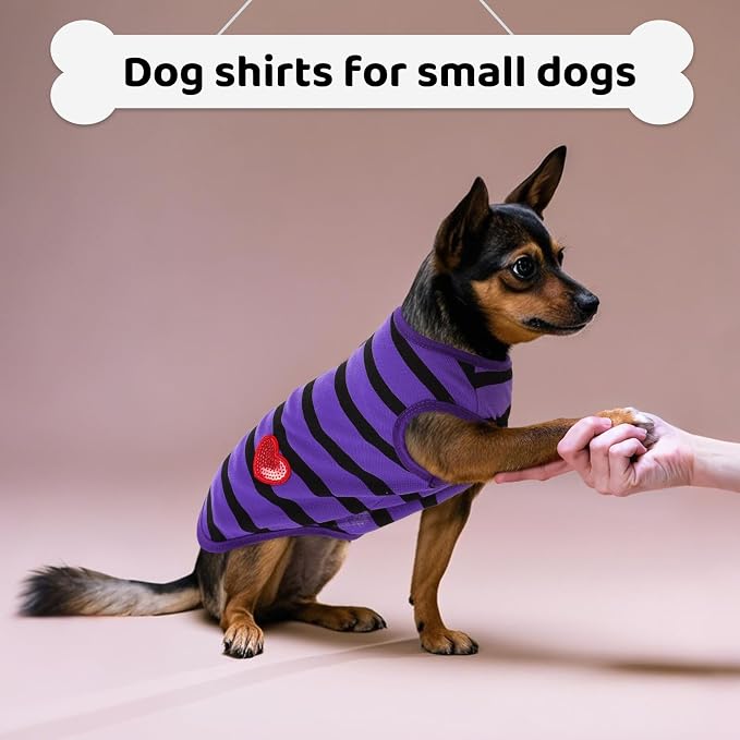 Dog Shirts for Small Dogs, Striped T-Shirts Pets Vest Pet Apparel Tee Shirts Dog Tank Top Spring Summer Suitable for Chihuahua French Bulldog Bichon Shih Tzu