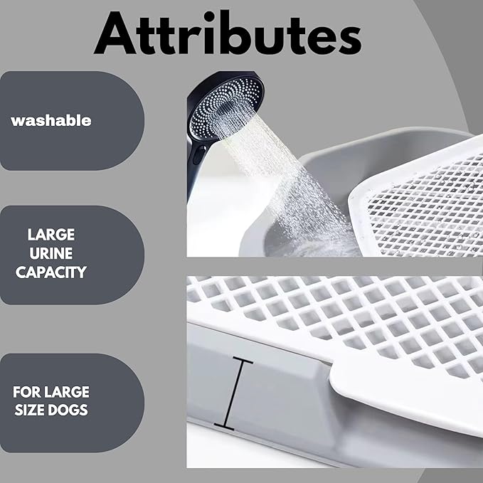 Indoor Dog Potty Tray, Pee Pad Holder 23.6"x17.7", Puppy Training Toilet, Leak-Proof Pet Litter Box for Small & Medium Dogs, Housebreaking & Pet Bathroom Solution (Gray)