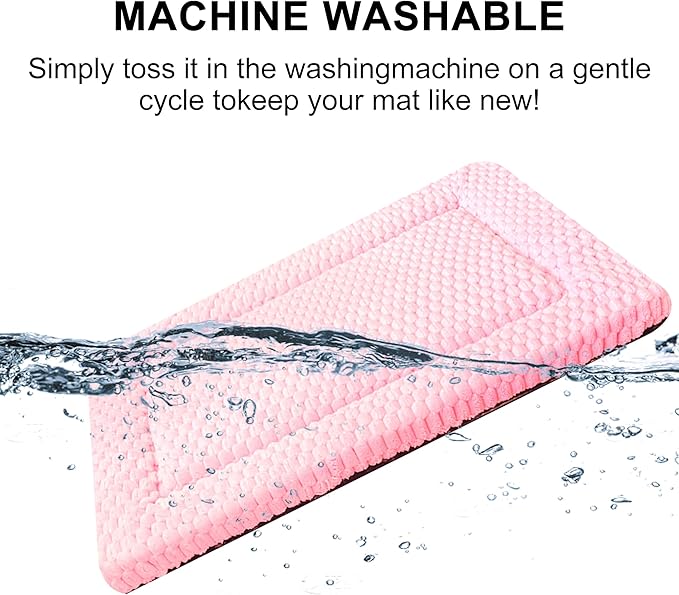 Dog Bed Mat,Reversible & Ultra Soft Kennel Pad-Machine Washable Pet Bed for Dogs & Cats-All-Weather Crate Liner for Crates,Carriers & Travel (Pink, 18" L x 14" W x 1.5" Th)