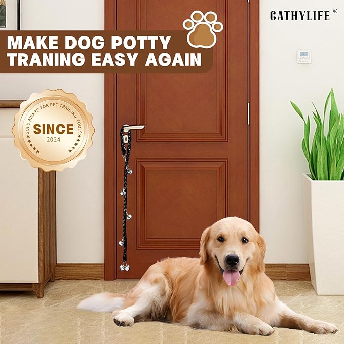 Dog Bells to Go Outside & Puppy Potty Training. Adjustable Dog Door Bell Ring to Go Potty. Handmade with Premium PU Leather. Twisted Style. (Black)