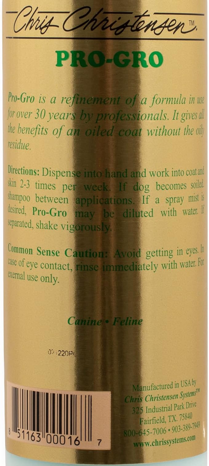 Chris Christensen ProLine Pro-Gro Premium Conditioner, Groom Like a Professional, Deeply Moisturizes, Made in USA, 16 oz