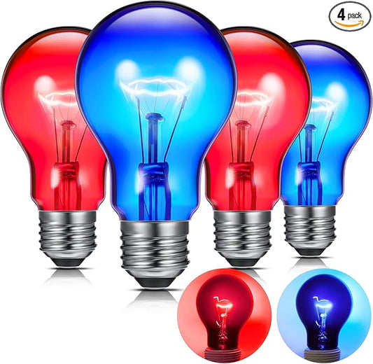 Retisee 4 Pack 60 Watt Heat Lamp Bulbs for Reptiles 120v Infrared Lamp and Blue Light Heat Bulb Day and Night Reptile Bulb for or Chicks, Puppies, Bearded Dragon, Snake, Turtle
