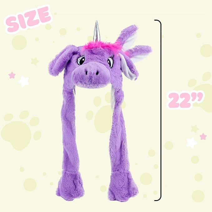 Bubblepompom Animal Hat with Ears Moving Jumping Pop Up Beating Hat Plush Holiday Cosplay Dress Up Funny Gift for Kids