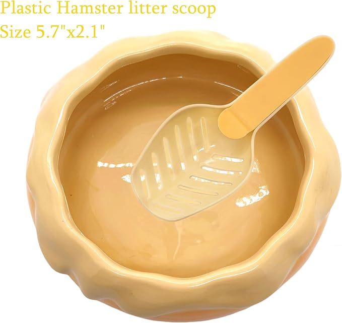 M2cbridge Ceramic Pudding Hamster Food Bowl Feeding Dish Water Bow for Guinea Pig Hedgehog Small Animal(Yellow)