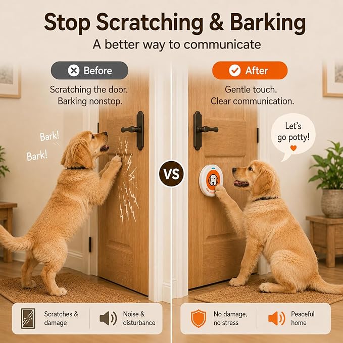 ChunHee Recordable Dog Doorbell – Train Your Dog with Your Own Voice, Puppy Potty Training Bell for Dogs to Go Outside, Touch Activated Dog Button with Potty & Outside Sounds