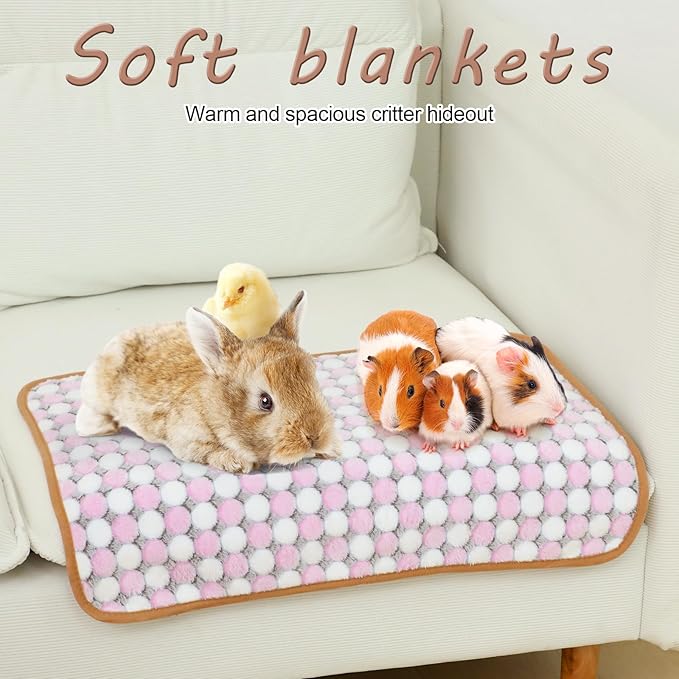 EupHHonycs 6 Pcs Guinea Pig Bedding Fleece Blankets 16 x 24 Inch Washable Rat Cage Liners Reusable Small Animal Pet Pee Pad Sleep Mat Pad Cover for Hamster Ferret Rabbit Chinchilla Hedgehog