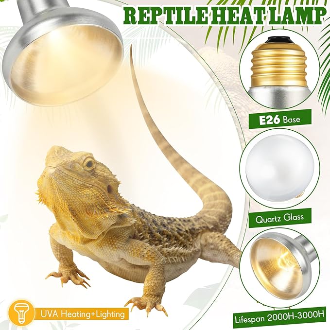 Retisee 4 Pack 100 Watt Heat Lamp Bulbs for Reptiles 120V UVA Simulated Natural Sunlight Heating Lamp Bulb Basking Light for Chickens, Bearded Dragon, Lizard, Gecko, Turtle