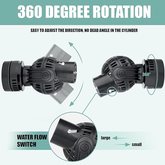 FREESEA Aquarium Circulation Pump Wave Maker Power Head with magnetic mount Suction for 20-75 Gallon Saltwater Freshwater Tank (1050 GPH, Black)