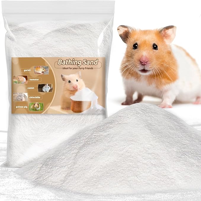 Sukh 14 OZ Hamster Sand Bath - Whit Fine Sand Hamster Bedding Reptile Silica Sand Gerbil Hideout for Hamster Squirrel Guinea Pig Rabbit Chinchillas Gerbil Syrian Mice Small Animals Small Pets