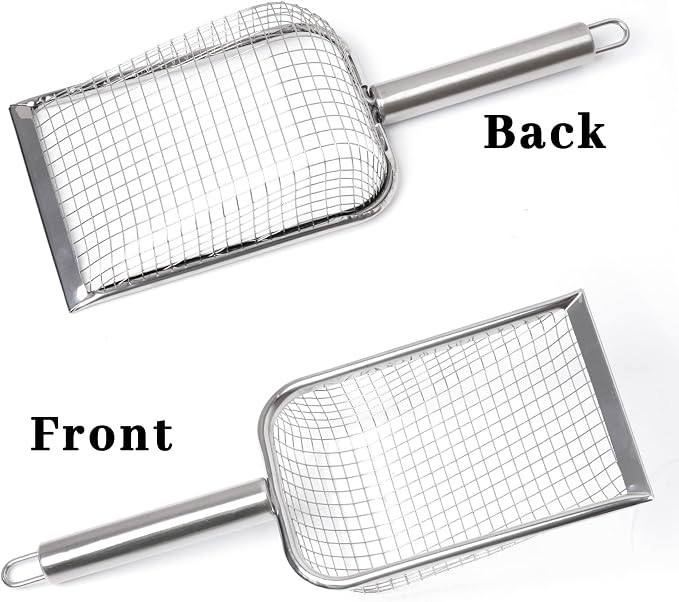SUMERSHA Cat Litter Scoop Stainless Steel Mesh Scooper for Litter Box Kitten Pooper Lifter, Beach Mesh Shovel for Shell Collecting