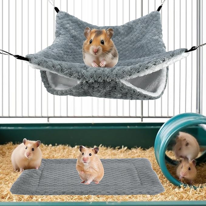Hamster Hammock, Plush Nest Cave Tunnel, Pet Hammock, for Sugar Glider, Ferret, Hamster, Sleeping, Resting, Hiding, Playing, Climbing, Winter