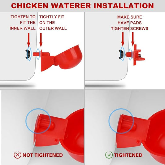 ‎Tgeyd Chicken Feeder and Chicken Waterer Set - Hanging Automatic Chicken Feeder No Waste - Chicken Coop Accessories - Poultry Waterer with 2 Gallon/10 Pounds