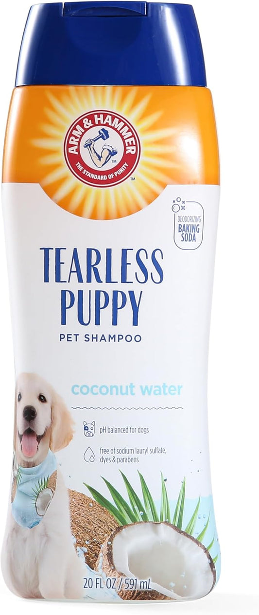 Arm & Hammer for Pets Tearless Puppy Shampoo, Gentle Tearless Formula for Puppies and Dogs, Baking Soda Odor Control, Coconut Water Scent, pH Balanced, 20 Fl Oz - 2 Pack