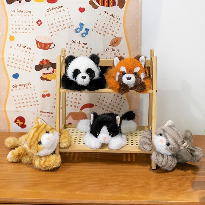 PEACH CAT Panda Stuffed Animal Cute Plushies Small Plush Toys Gifts for Kids Black and White