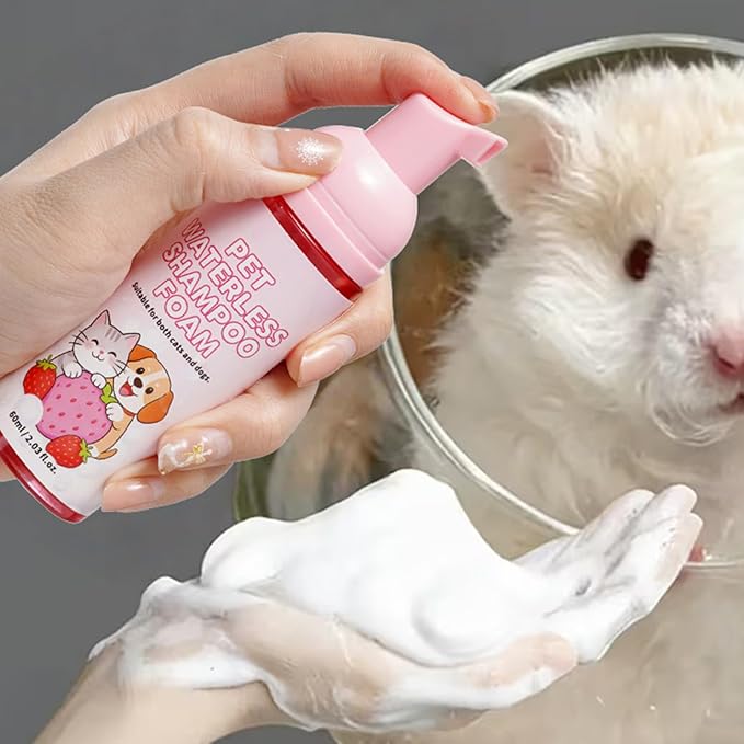 Rabbit Shampoo - 60ml Waterless Guinea Pig Cleaning Mousse | Small Pets Grooming Mousse for Rabbits, Cats, Dogs, Kittens, Puppies, Hedgehogs, Hamsters, Sugar Gliders, Indoor/Outdoor Home Use