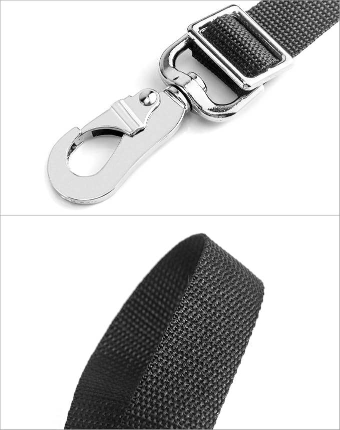 QWORK Horse Bucket Strap, Nylon, 3 Pack, Adjustable 21" to 32" Length, for Hay Nets, Water Buckets, Outdoor Feeders, Black
