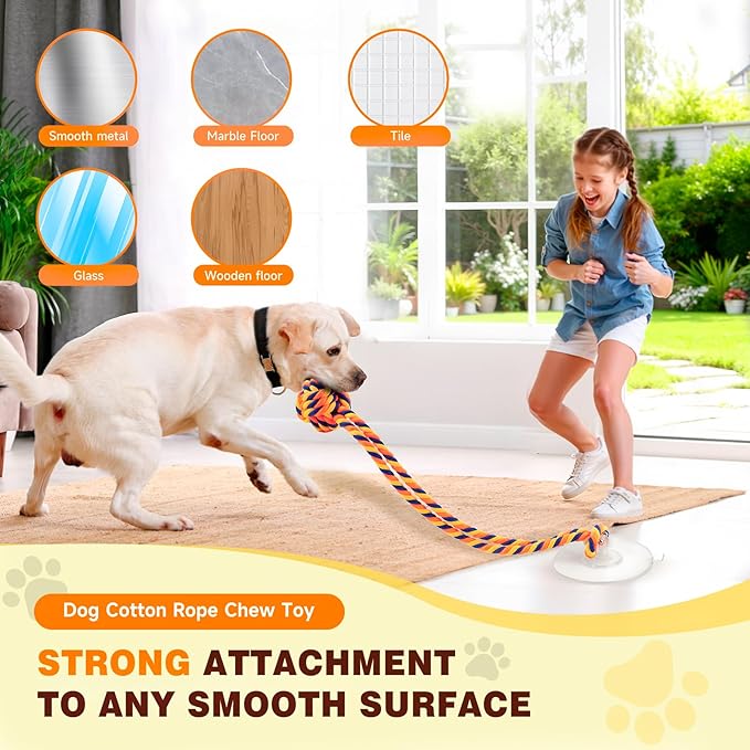 Interactive Dog Toys to Keep Them Busy, Tug of War, Dog Enrichment Toys for Aggressive Chewers, Puppy Teething Toys,Durable Rope & Chew Ball, Indoor Toys Small Dogs，Orange