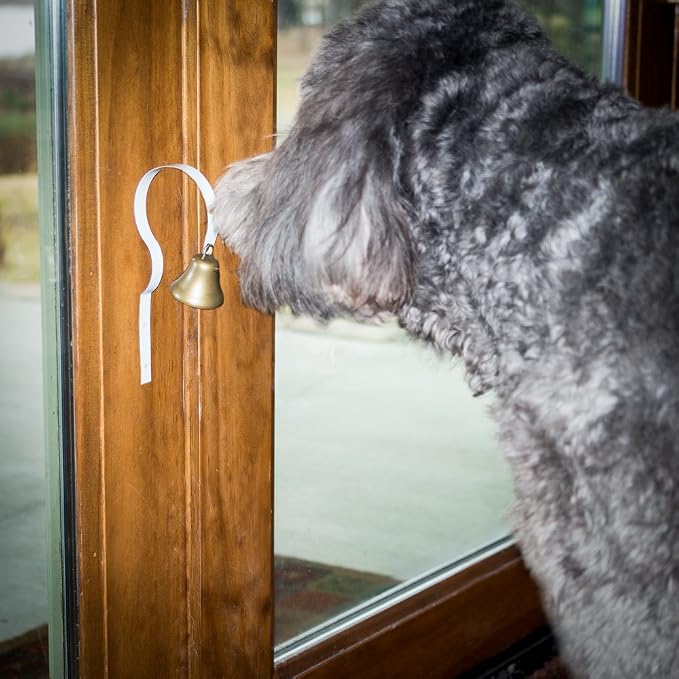 GoGo Bell Dog Doorbell for Housebreaking/Housetraining Door Bell/Potty Training Your Poochie to Let You Know When they Need to Tinkle (White, Qty 1)